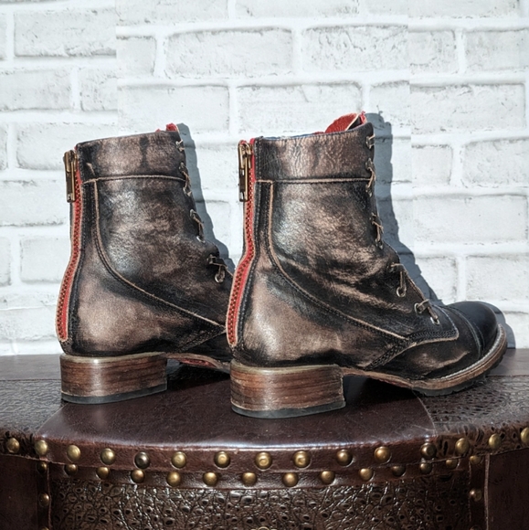 Freebird Liverpool Boot Size 9 RED ZIPPER Distressed Brown - Picture 7 of 11
